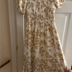 Floral women’s Dress in Cream and Brown